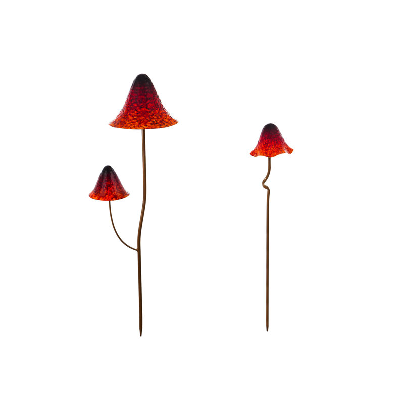 Latitude Run® Metal Mushroom 2 Piece Garden Stake Set Wayfair.ca